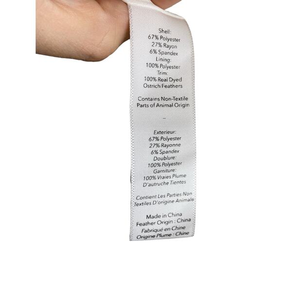 Likely Marullo Mini Sheath Dress Long Sleeve Ostrich Feather Detail Bridal 8 - Picture 9 of 9